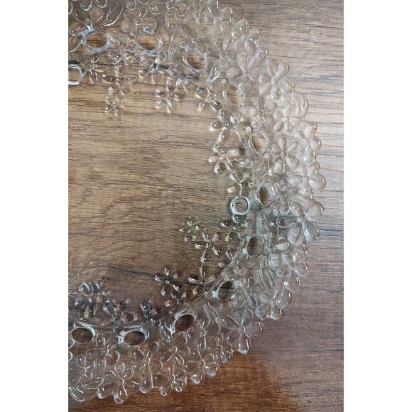 PartyLite 10" Clear Glass Hydrangea Pillar Candle Tray P7717 Original Box B15 - Picture 3 of 5